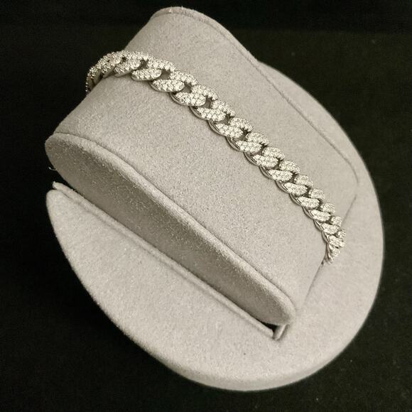 6mm Genuine Moissanite Miami Cuban Link Bracelet 8in~ NEW Retail $1,750 - Picture 2 of 16
